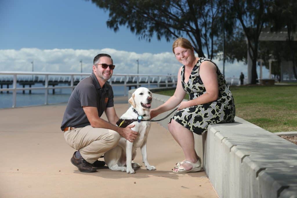 Isabella Allen, guide dog and representative from Guide Dogs Australia