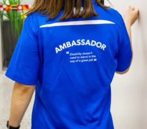 EPIC Ambassador t-shirt: "disability doesn't need to stand in the way of a great job."