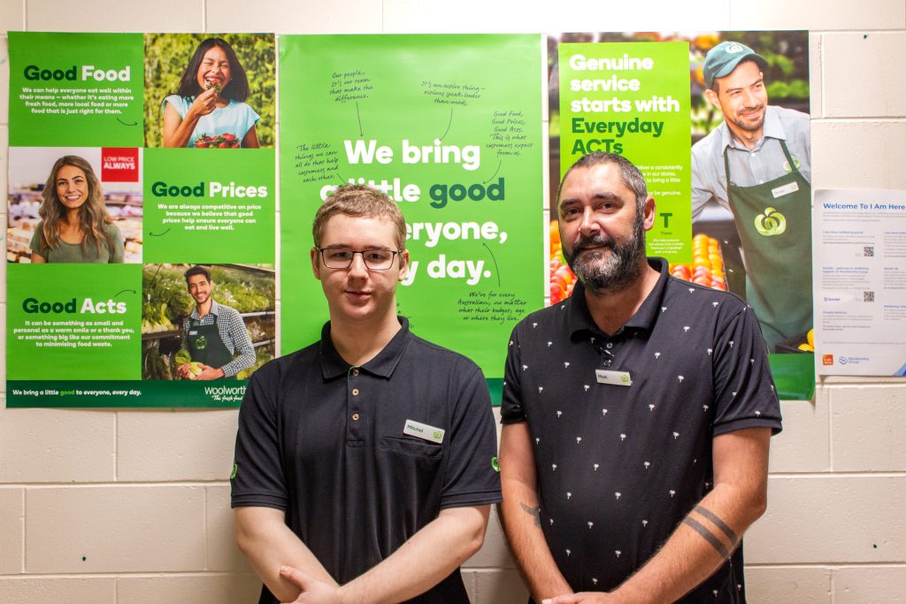 Mitchel and Mark posing together at Woolworths Bundaberg