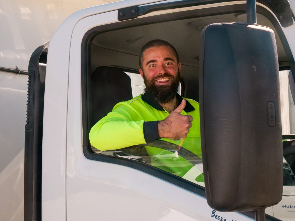 Ben in his truck, giving us his signature smile and a thumbs up.