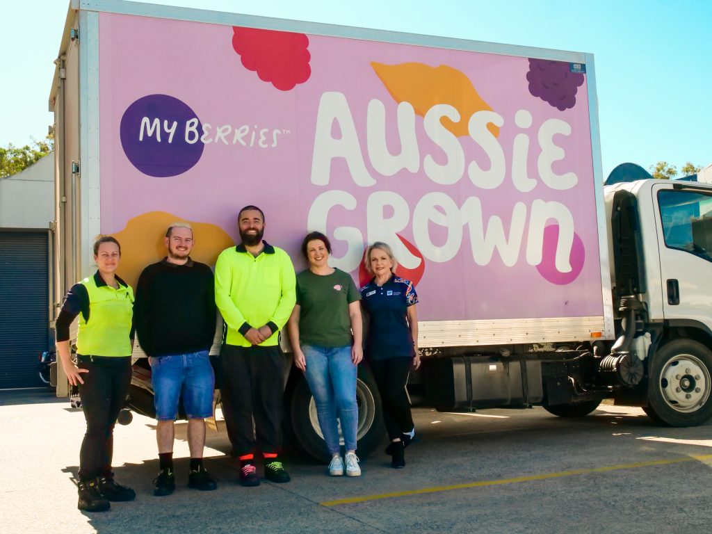 The My Berries team stood with EPIC employment consultant Cindy.